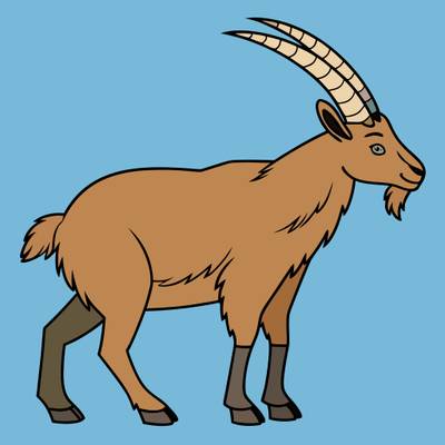 Farvelagt version: Simpel stenbuk set fra siden