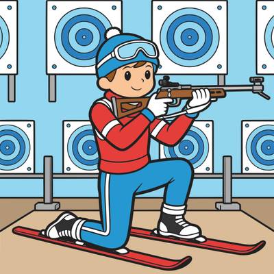 Versão colorida: Atleta norueguês do biatlo para colorir
