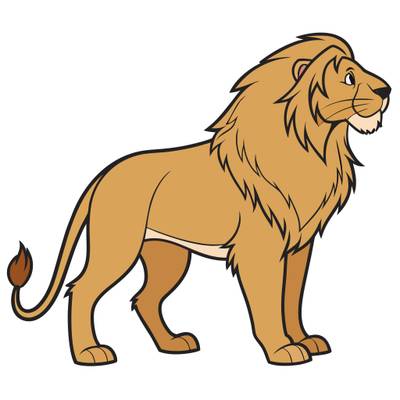Versão colorida: Leão em pé para colorir por números
