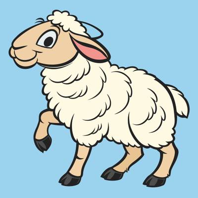 Colored version: Cute cartoon merino sheep