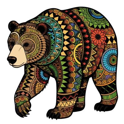 Versione colorata: Orso con motivi zentangle