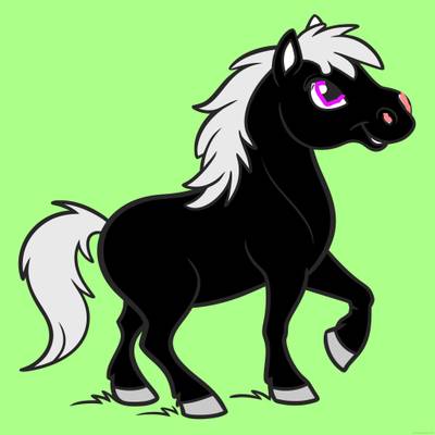 Ausgemalte Version: Shetlandpony im Trab als Ausmalbild