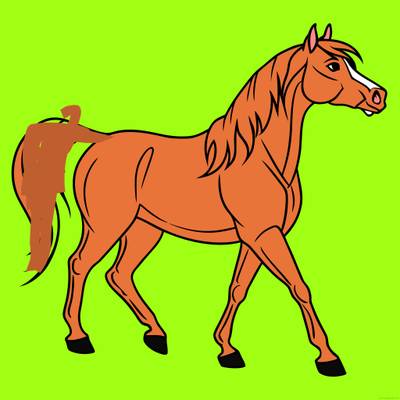 Ausgemalte Version: Arabisches Pferd in Seitenansicht