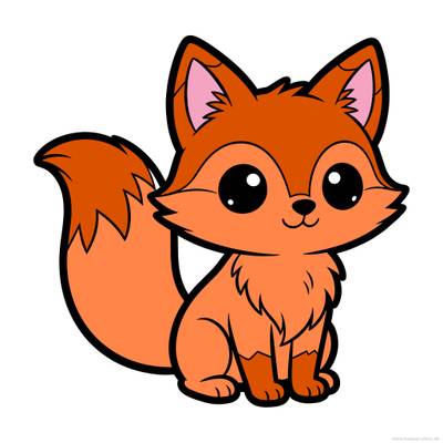 Väritetty versio: Kawaii-kettu isoilla silmillä