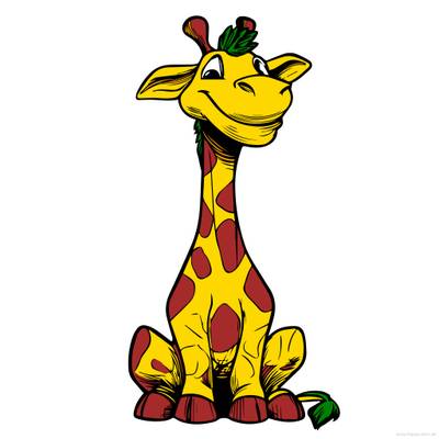 Colored version: Smiling cartoon giraffe