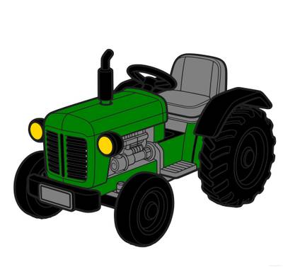 Colored version: Detailed toy tractor on a playmat