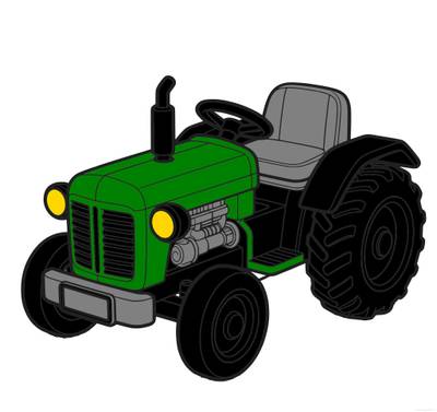Colored version: Detailed toy tractor on a playmat