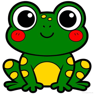 Farvelagt version: Kawaii-frø med store øjne