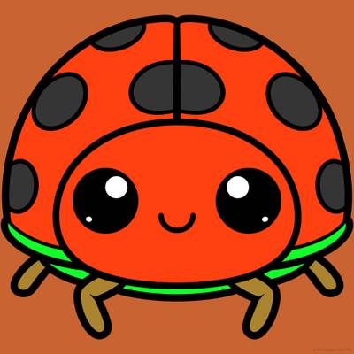 Colored version: Cute kawaii ladybug close-up