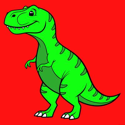 Version coloriée : Tyrannosaure rex en dessin animé