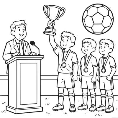 Versione colorata: Premiazione di calcio con presentatore