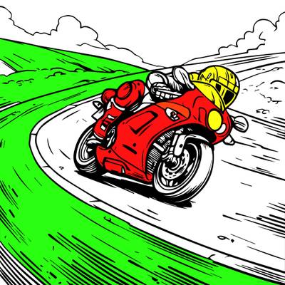 Wersja pokolorowana: Zabawa w wyścigi motocyklowe