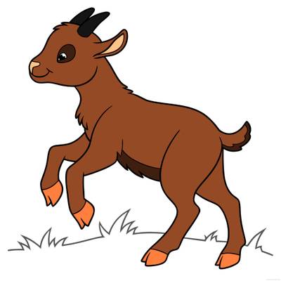 Väritetty versio: Leikkivä vuohen kili nurmikolla