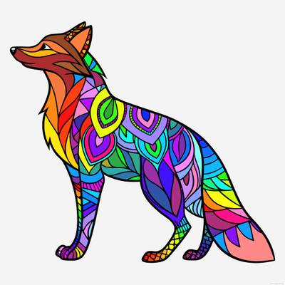 Versione colorata: Volpe zentangle vista di profilo