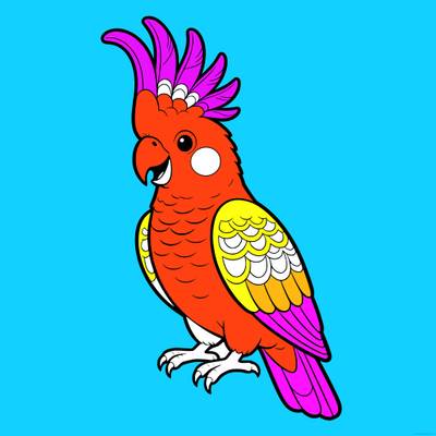 Colored version: Cute cockatoo with raised crest