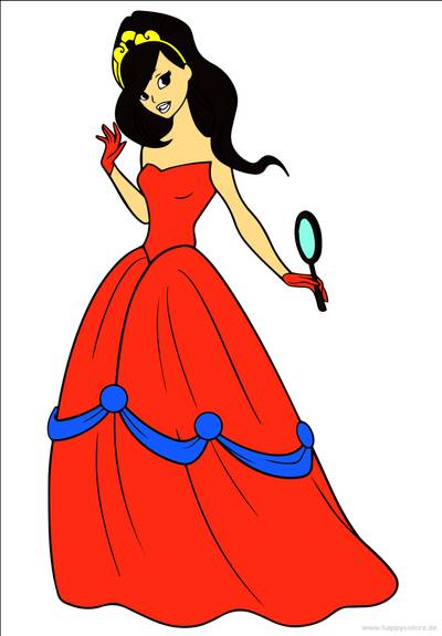 Colored version: Princess with hand mirror