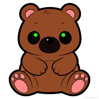 Fargelagt versjon: Chibi kawaii-bjørn sett forfra