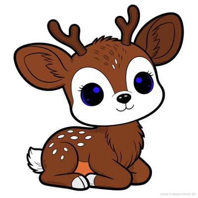 Versão colorida: Cervo kawaii com olhos grandes