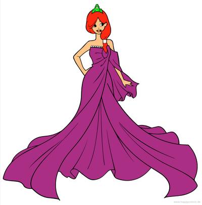 Colored version: Princess with one-shoulder dress