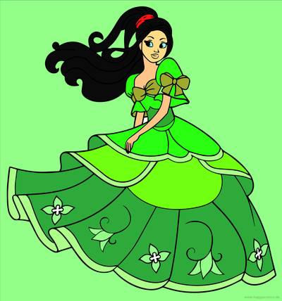 Colored version: Princess with flower dress