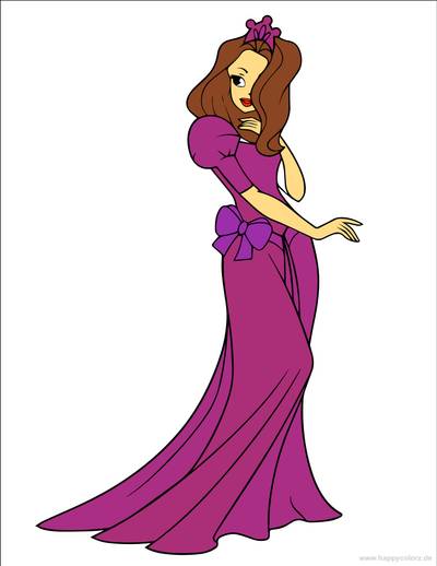 Colored version: Princess with a big bow