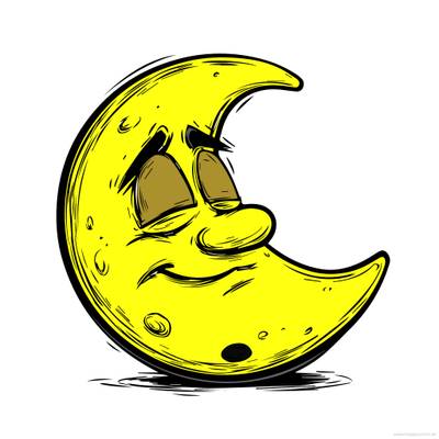 Colored version: Happy crescent moon design