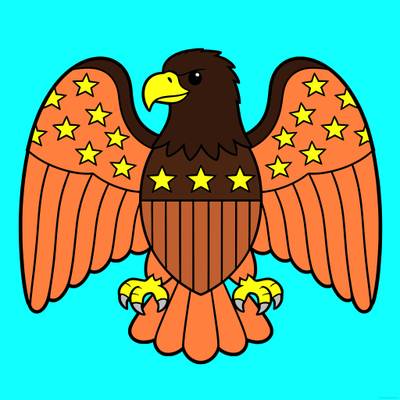 Colored version: Patriotic eagle with spread wings