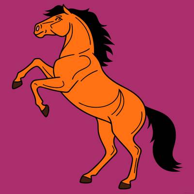 Colored version: Simple rearing wild mustang