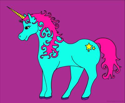 Colored version: Unicorn with small stars