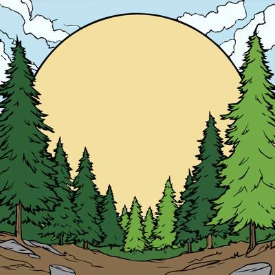 Ingekleurde versie: Kleurplaat boslandschap