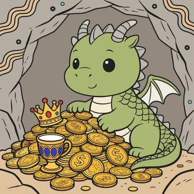 Färglagd version: Drakunge med skatt i grotta