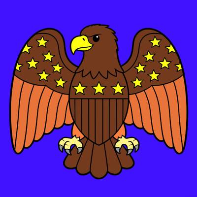 Colored version: Patriotic eagle with spread wings